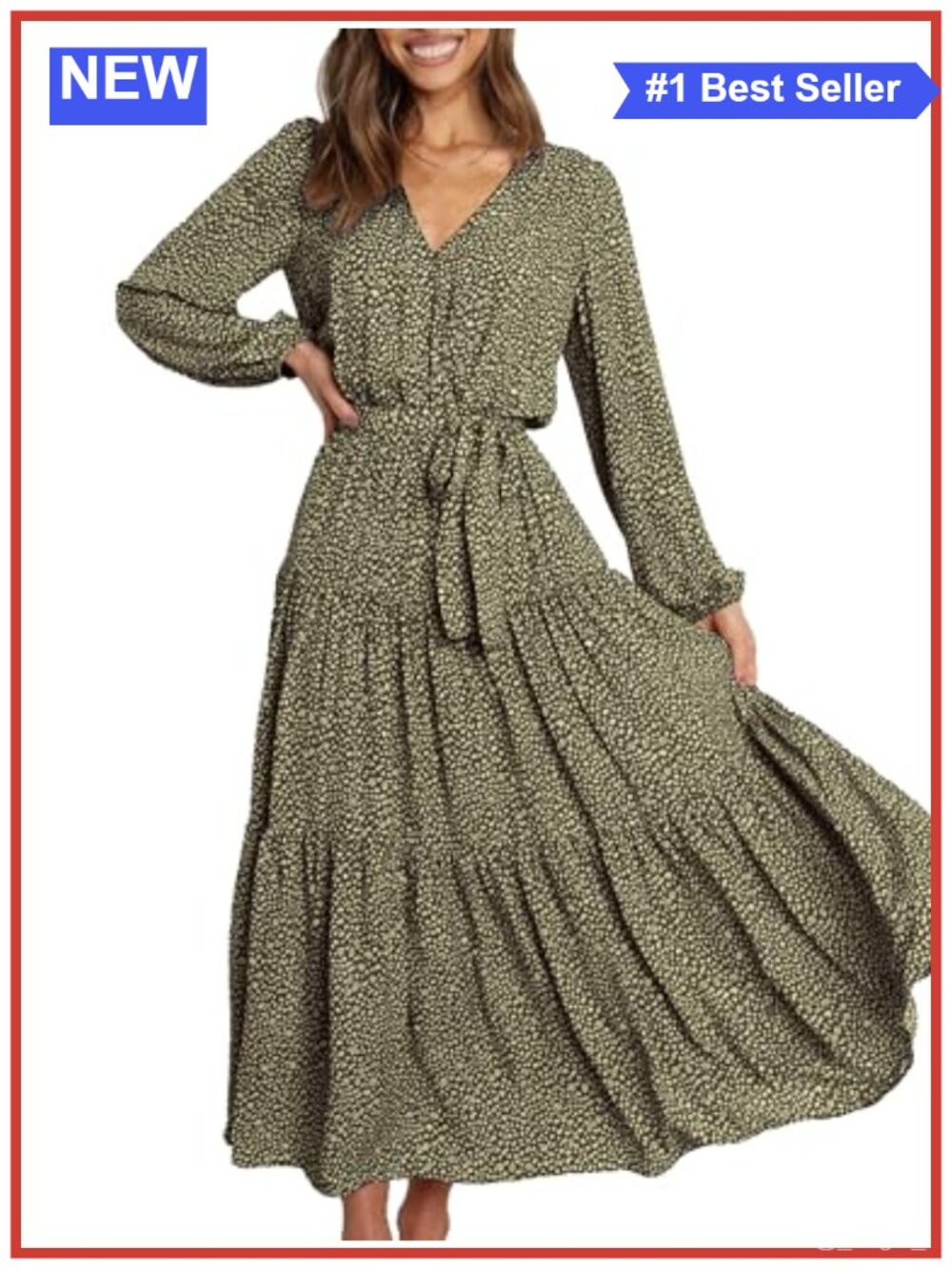 Long Sleeve Floral Wrap Maxi Dress Boho V-Neck Tiered Ruffle Flowy